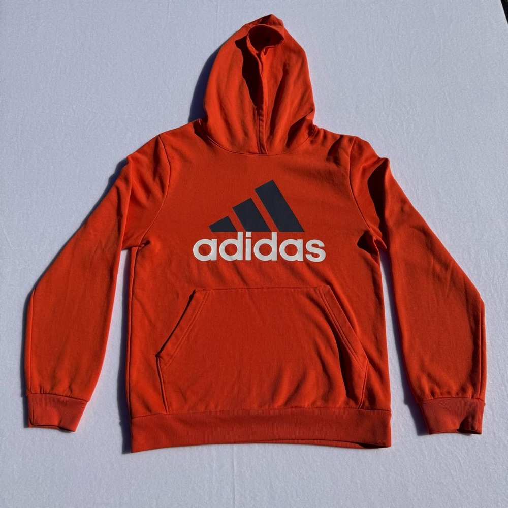 Adidas orange badge of sport logo hoodie